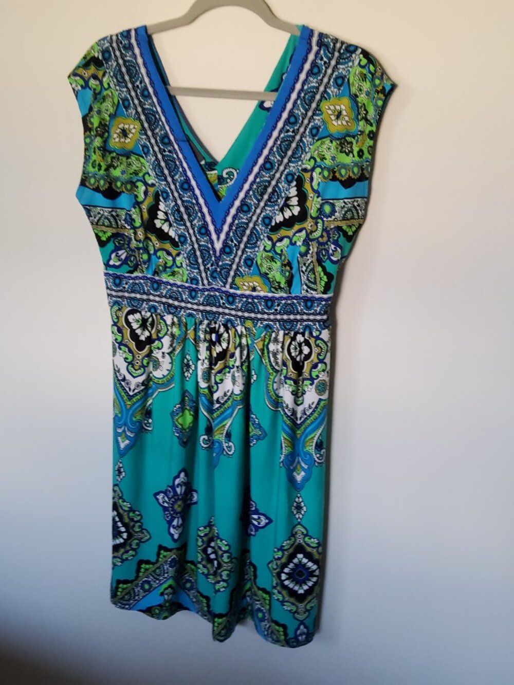 Kiara Teal V Neck paisley dress size M